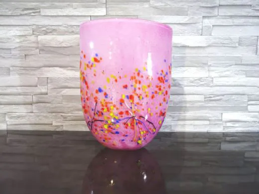 Glasvase in rosa/ VASO in Vetro ovale